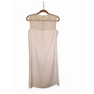 Daymor Couture Ivory Sleeveless Sheath Dress Rhinestone-Embellished Mesh Sz 12
